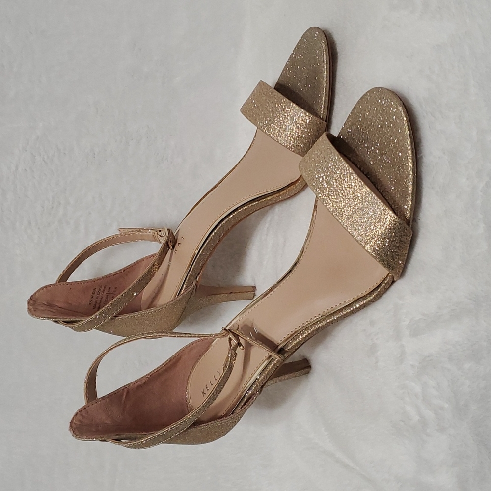 KELLY & KATIE Glitter Ankle Strap heel Sandal 9.5 US (Ss37)